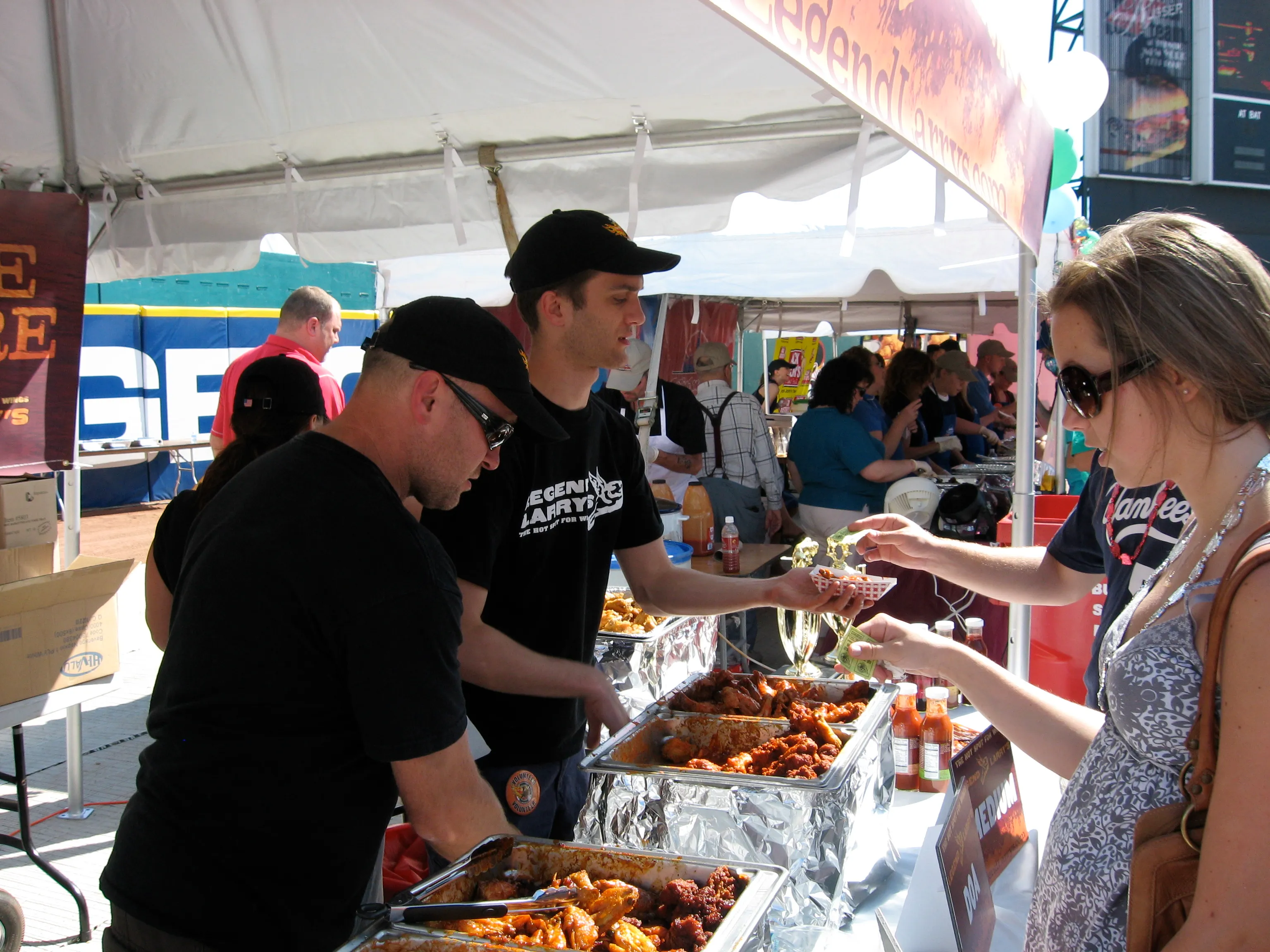 Larry and Dane at the Legend Larry's booth, National Wing Festival, 2008