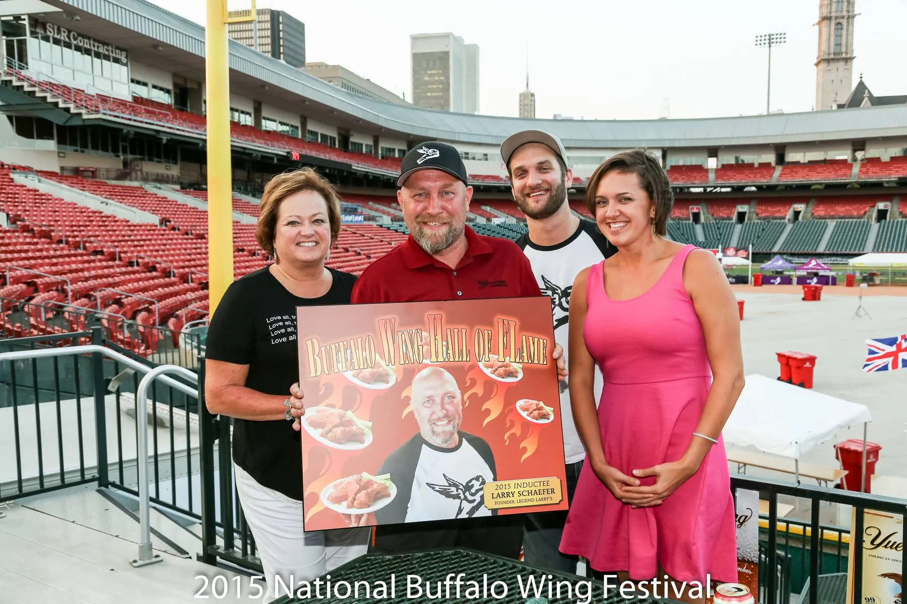 Tammy, Larry, Dane, and Amber at the Wingfest Hall of Flame, 2015